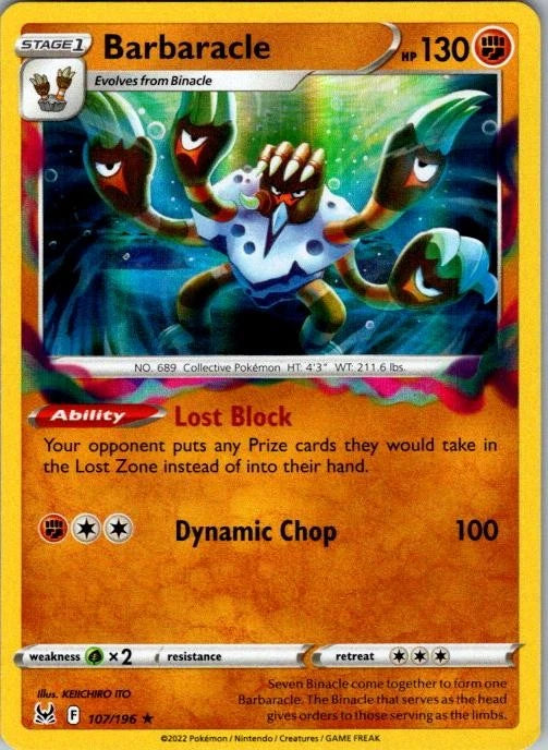 Barbaracle 107/196 Lost Origin Pokemon Holo Near Mint