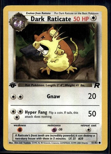 Dark Raticate 51/82 Pokemon Team Rocket 1st edition