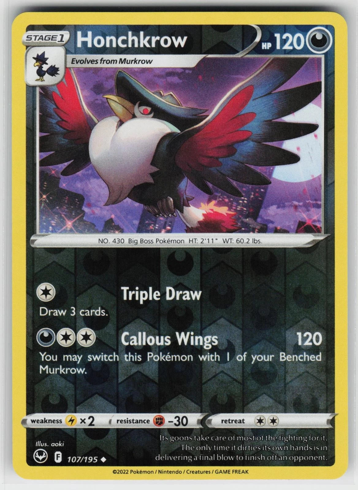 Honchkrow 107 Reverse Holo