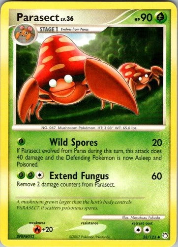 Parasect 58/123 Mysterious Treasures Pokemon Near Mint